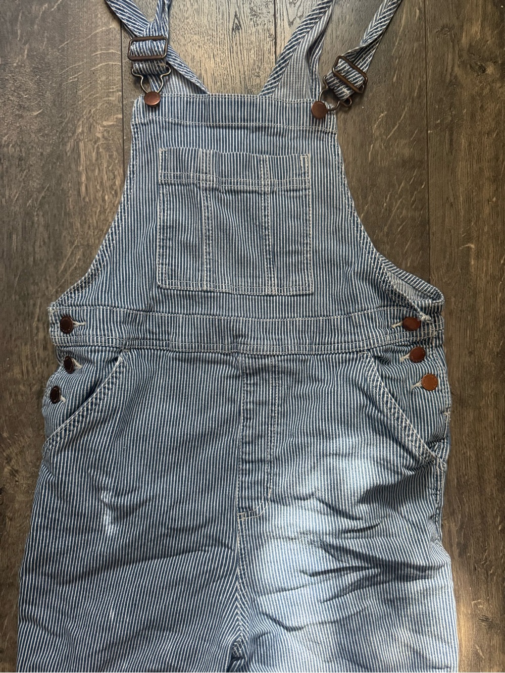 Universal Thread Blue Pinstripe Short Overalls - Picture 2 of 4